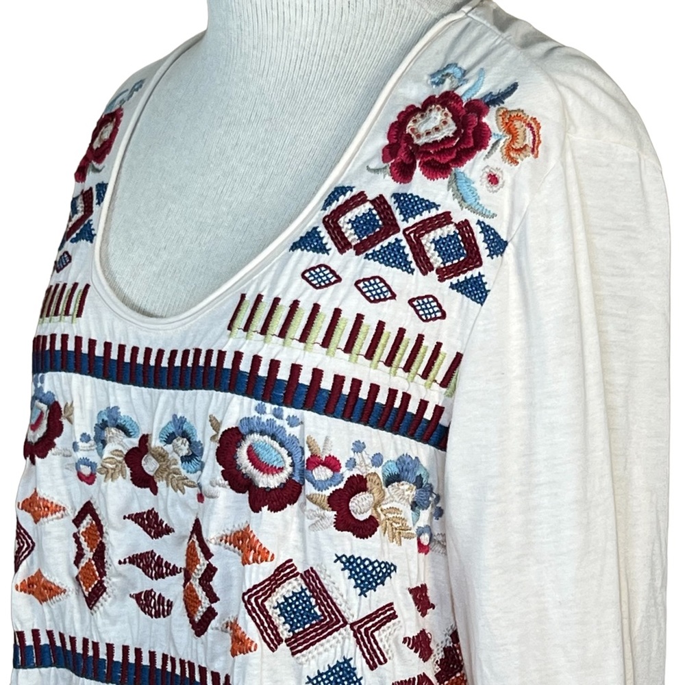 Johnny Was Embroidered Ivory Long Sleeve Peplum Tunic Size 1X EUC - Picture 12 of 12